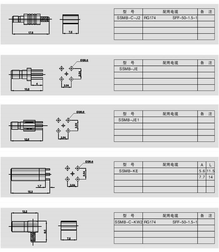 SSMB型射頻同軸連接器 SSMB型射頻同軸連接器
